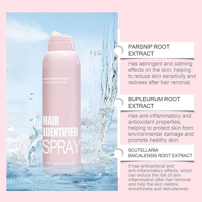 Hair Identifier Spray for Face Shaving with 4 Razors Skin Body Hair Identifier Spray for Men & Women