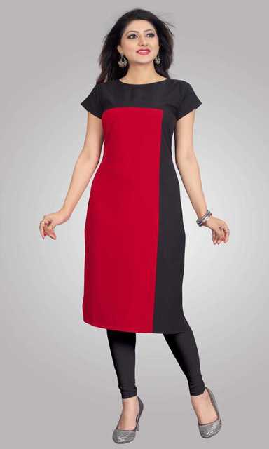 AK Fashion Mall Women Crepe Kurti (Multicolor, XL) (Pack of 1)
